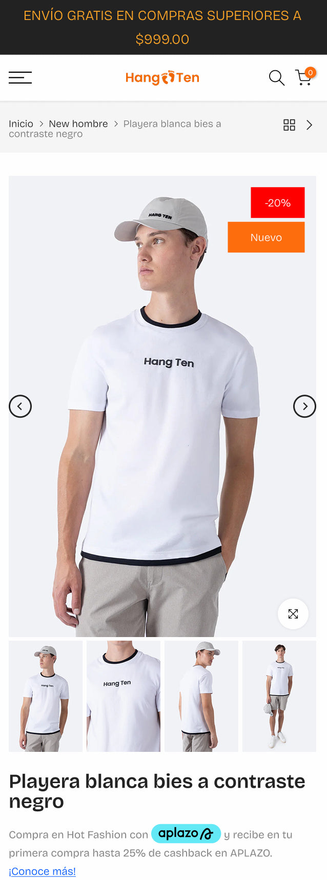 Versión original de la ficha de producto Hang Ten, con galería antes del título.